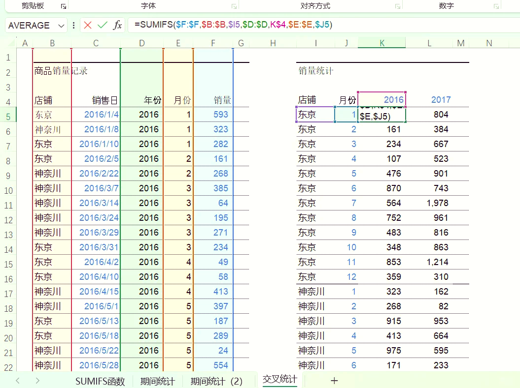 sumifif区别 sumifs和sumif的用法 